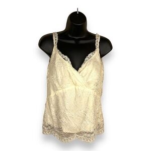 SMALL JUANA CECILIA IVORY WHITE BEADED SLEEVELESS TOP LACE SILK BOUTIQUE